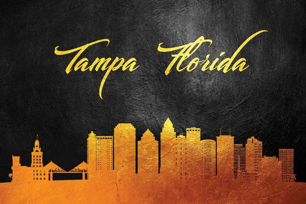Tampa: Tampa Florida Gold Skyline by Adrian Baldovino