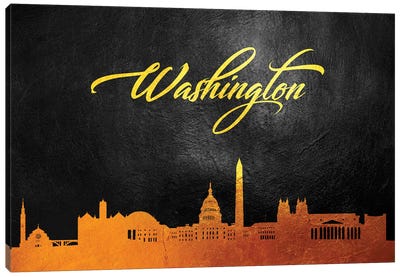 Washington Dc Gold Skyline Canvas Art Print - Washington DC Skylines