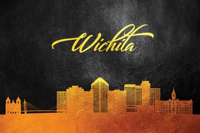 Wichita Kansas Gold Skyline by Adrian Baldovino art print
