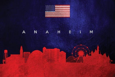 Anaheim California Skyline by Adrian Baldovino framed wall art