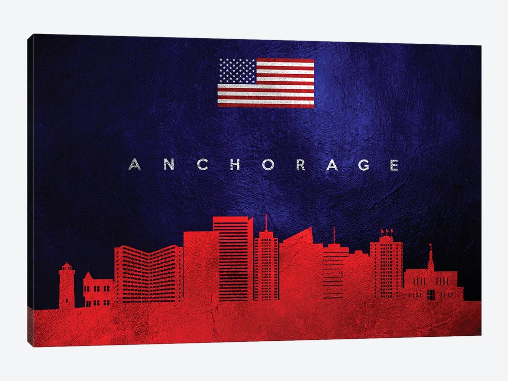Anchorage Alaska Skyline by Adrian Baldovino 1-piece Canvas Artwork