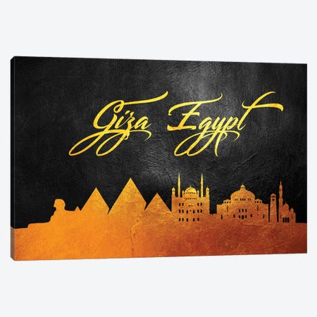 Giza Egypt Gold Skyline Canvas Print #ABV40} by Adrian Baldovino Canvas Art