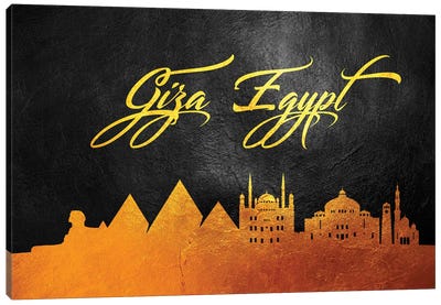 Giza Egypt Gold Skyline Canvas Art Print - Egypt Art