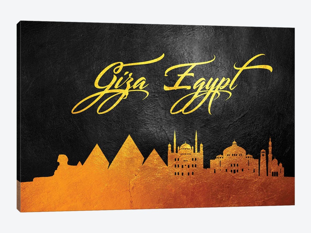 Giza Egypt Gold Skyline by Adrian Baldovino 1-piece Art Print