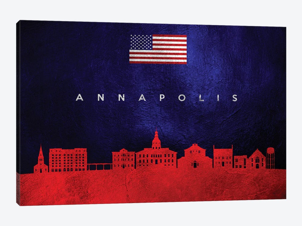 Annapolis Maryland Skyline by Adrian Baldovino 1-piece Canvas Wall Art