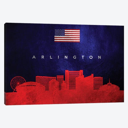 Arlington Texas Skyline Canvas Print #ABV411} by Adrian Baldovino Canvas Artwork