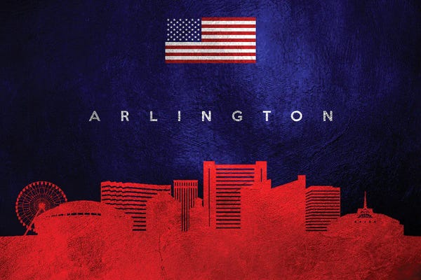 American Flags: Arlington Texas Skyline by Adrian Baldovino