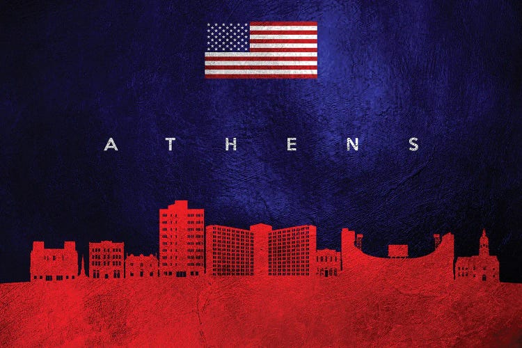 Athens Georgia Skyline by Adrian Baldovino wall art