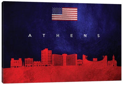 Athens Georgia Skyline Canvas Art Print - American Flag Art