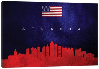 Atlanta Georgia Skyline Canvas Art Print - American Flag Art