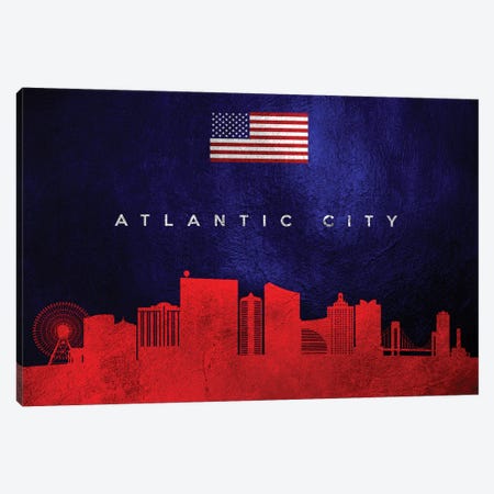 Atlantic City New Jersey Skyline Canvas Print #ABV414} by Adrian Baldovino Art Print