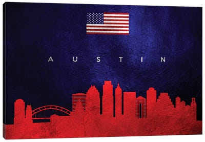 Austin Texas Skyline Canvas Art Print - Flag Art