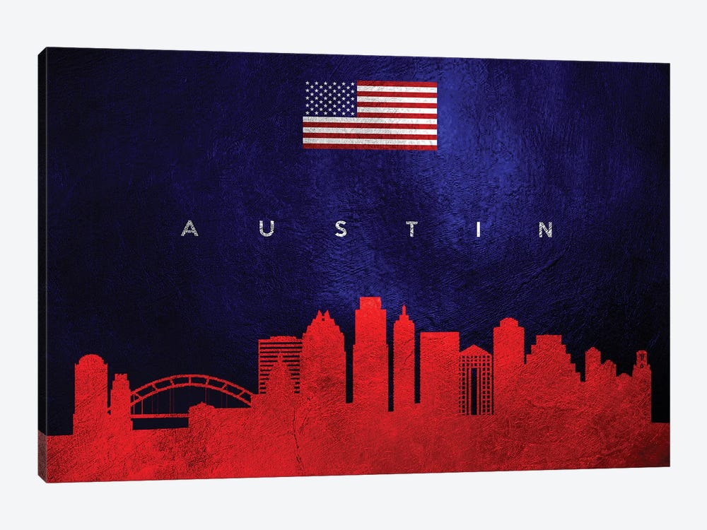 Austin Texas Skyline by Adrian Baldovino 1-piece Canvas Art Print