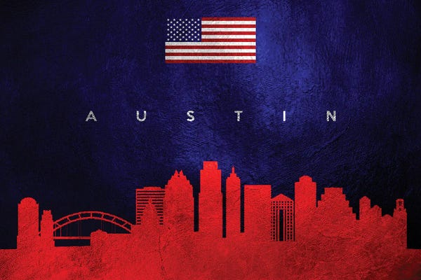 American Flags: Austin Texas Skyline by Adrian Baldovino