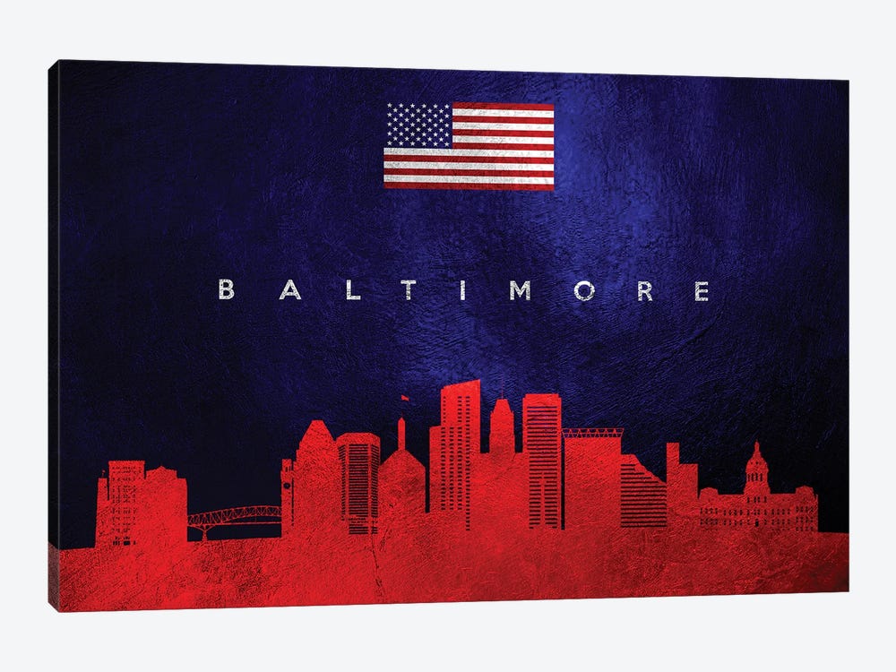 Baltimore Maryland Skyline by Adrian Baldovino 1-piece Canvas Artwork