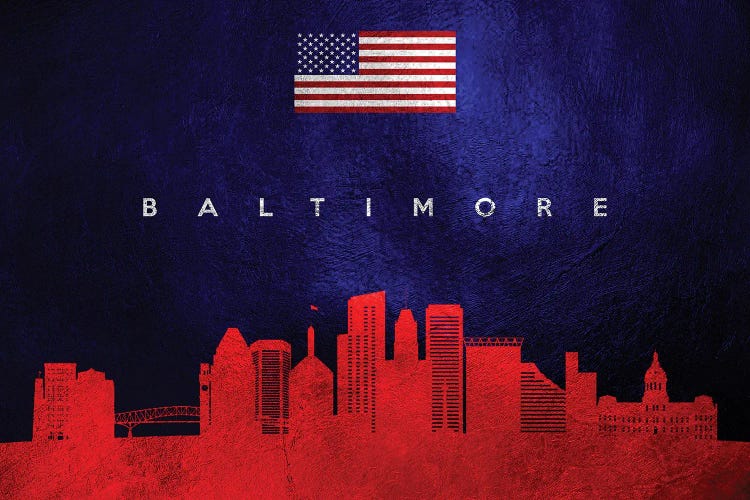 Baltimore Maryland Skyline by Adrian Baldovino wall art