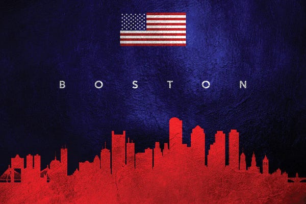 American Flags: Boston Massachusetts Skyline by Adrian Baldovino