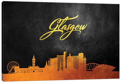 Glasgow Scotland Gold Skyline Canvas Art Print - Glasgow Art
