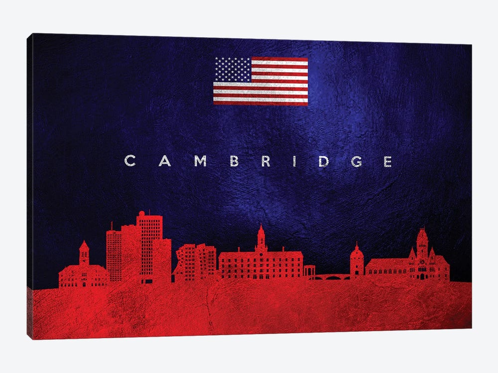 Cambridge Massachusetts Skyline by Adrian Baldovino 1-piece Canvas Wall Art