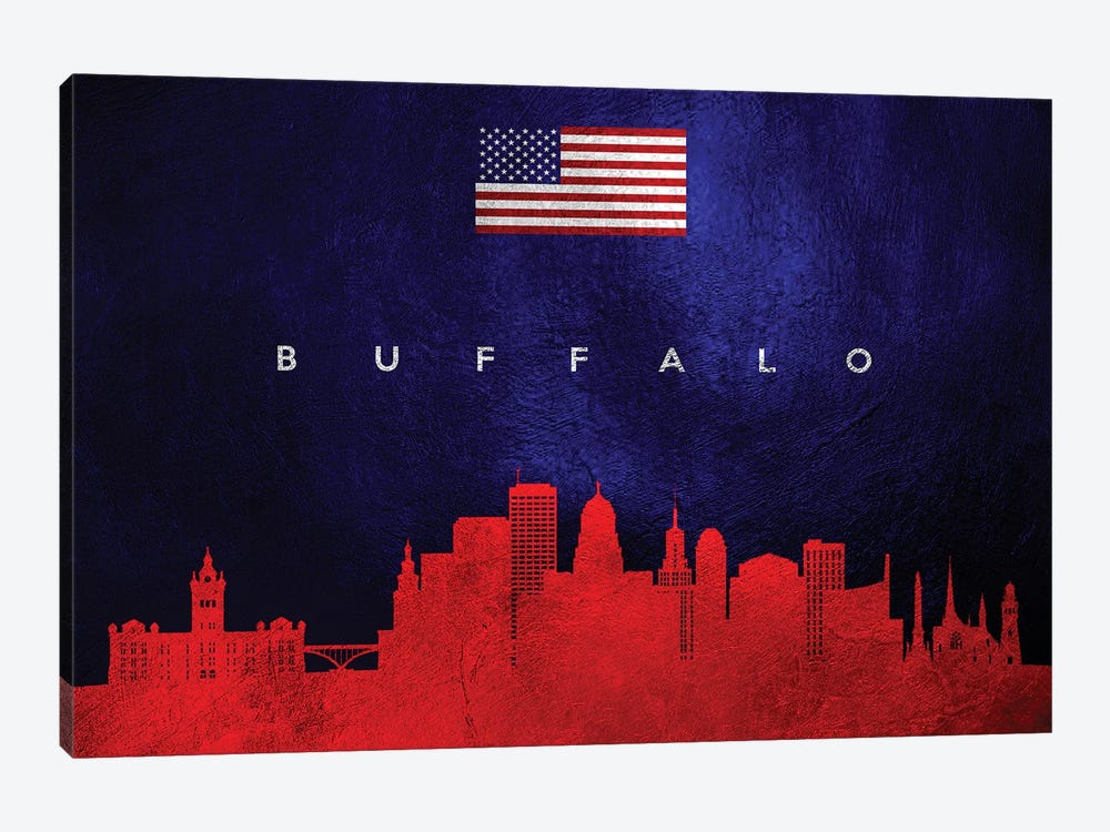 Buffalo New York Skyline by Adrian Baldovino 1-piece Canvas Print