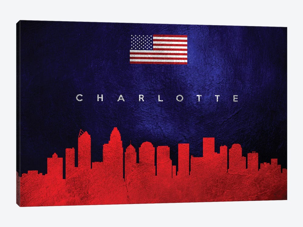 Charlotte North Carolina Skyline by Adrian Baldovino 1-piece Canvas Artwork