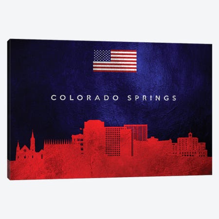 Colorado Springs Skyline Canvas Print #ABV426} by Adrian Baldovino Canvas Artwork