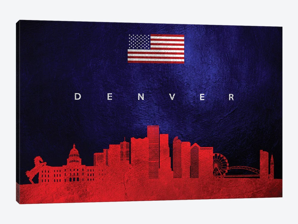 Denver Colorado Skyline by Adrian Baldovino 1-piece Canvas Art