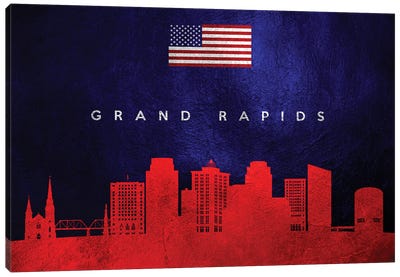 Grand Rapids Michigan Skyline Canvas Art Print - Michigan Art