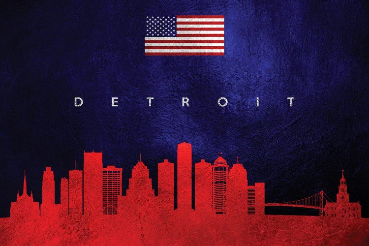 Detroit Michigan Skyline by Adrian Baldovino wall art