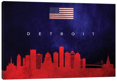 Detroit Michigan Skyline Canvas Art Print - Detroit Art