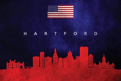 Hartford Connecticut Skyline by Adrian Baldovino framed wall art