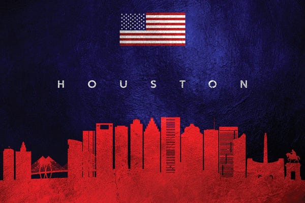 American Flags: Houston Texas Skyline by Adrian Baldovino