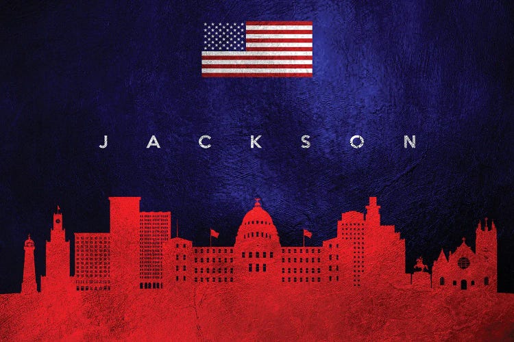 Jackson Mississippi Skyline by Adrian Baldovino wall art