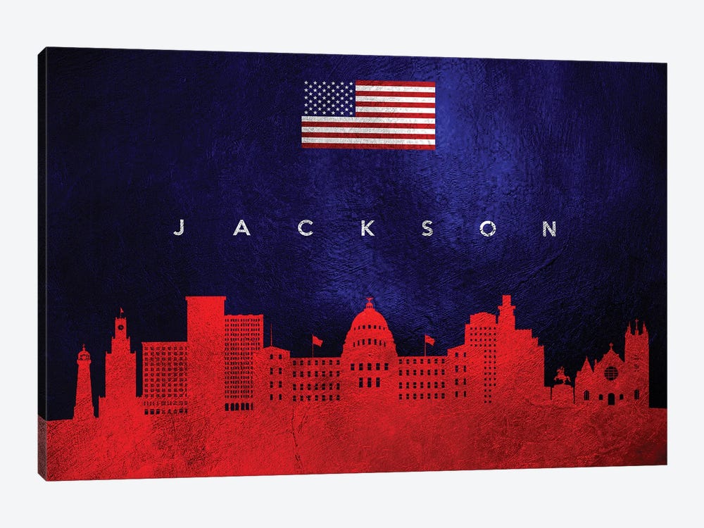 Jackson Mississippi Skyline by Adrian Baldovino 1-piece Canvas Art Print