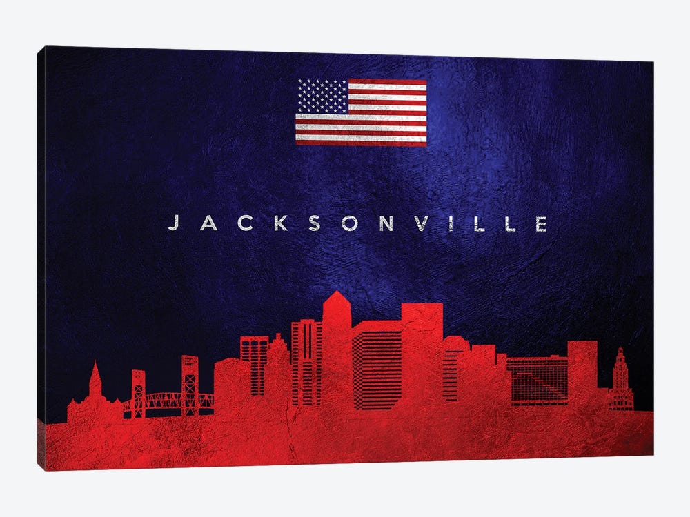 Jacksonville Florida Skyline by Adrian Baldovino 1-piece Canvas Art