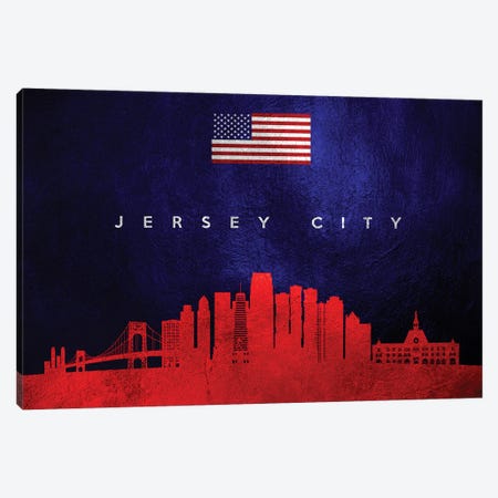 Jersey City New Jersey Skyline Canvas Print #ABV439} by Adrian Baldovino Canvas Artwork