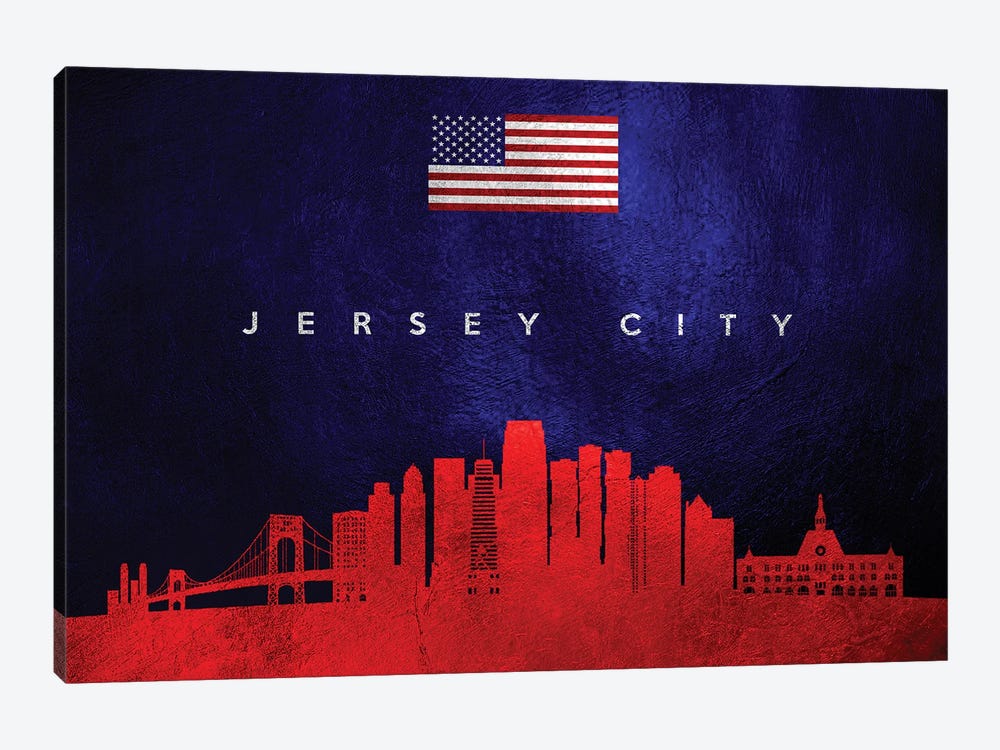 Jersey City New Jersey Skyline by Adrian Baldovino 1-piece Art Print