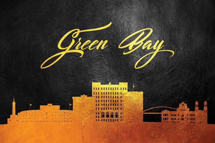 Green Bay Wisconsin Gold Skyline by Adrian Baldovino wall art