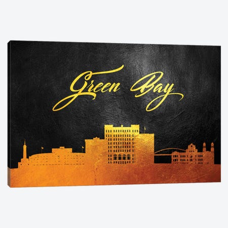 Green Bay Wisconsin Gold Skyline Canvas Print #ABV43} by Adrian Baldovino Canvas Artwork