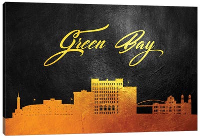 Green Bay Wisconsin Gold Skyline Canvas Art Print - Wisconsin Art