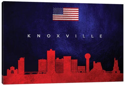 Knoxville Tennessee Skyline Canvas Art Print - American Flag Art