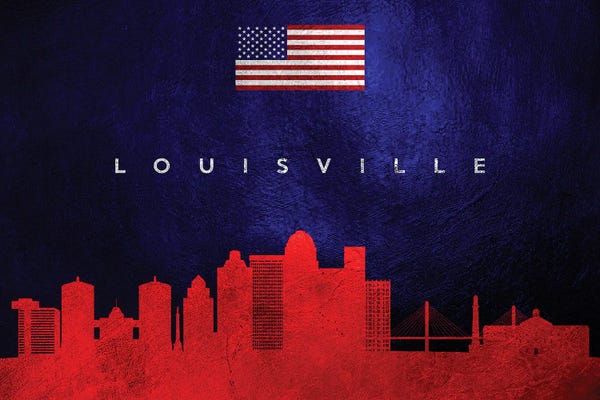 American Flags: Louisville Kentucky Skyline by Adrian Baldovino