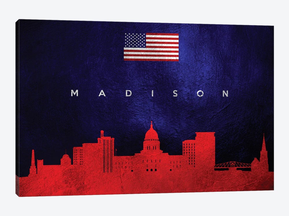 Madison Wisconsin Skyline by Adrian Baldovino 1-piece Canvas Wall Art