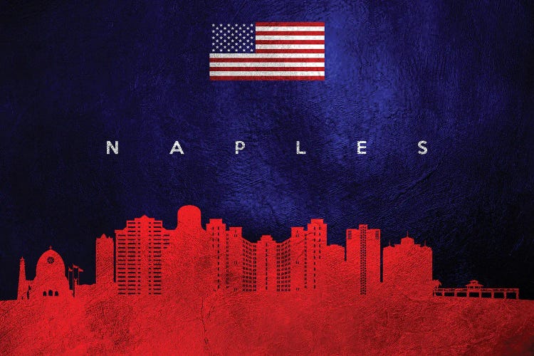 Naples Florida Skyline by Adrian Baldovino wall art
