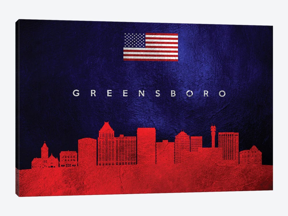 Greensboro North Carolina Skyline by Adrian Baldovino 1-piece Canvas Print