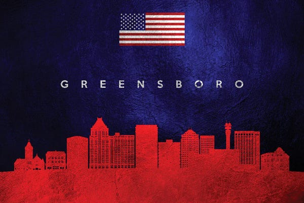 North Carolina: Greensboro North Carolina Skyline by Adrian Baldovino