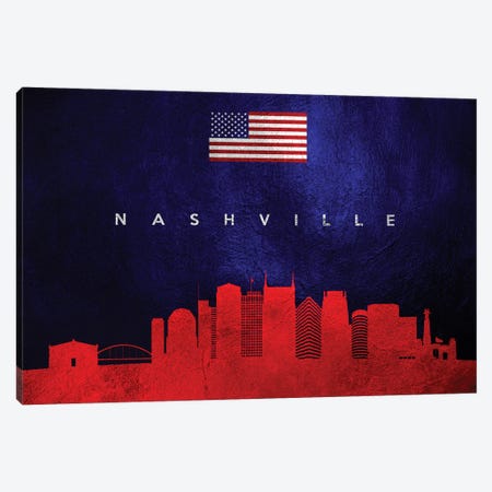 Nashville Tennessee Skyline Canvas Print #ABV450} by Adrian Baldovino Canvas Wall Art