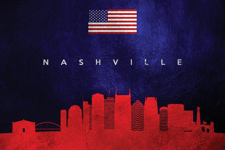Nashville Tennessee Skyline by Adrian Baldovino wall art