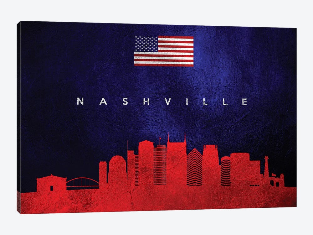 Nashville Tennessee Skyline by Adrian Baldovino 1-piece Canvas Artwork