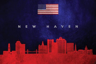 New Haven Connecticut Skyline by Adrian Baldovino art print